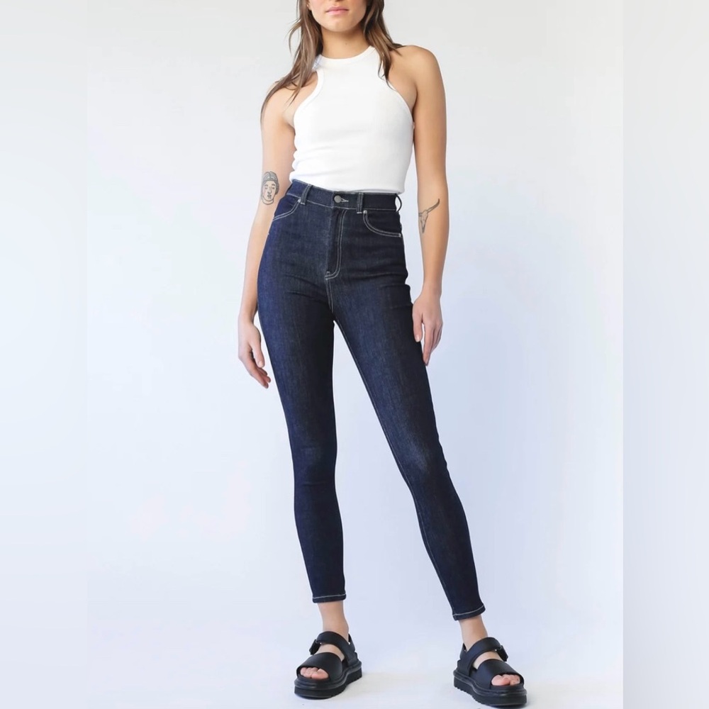 Dr. Denim Women's Moxy Pyke Blue Raw Super Skinny Sky High Jeans Size XL NWT